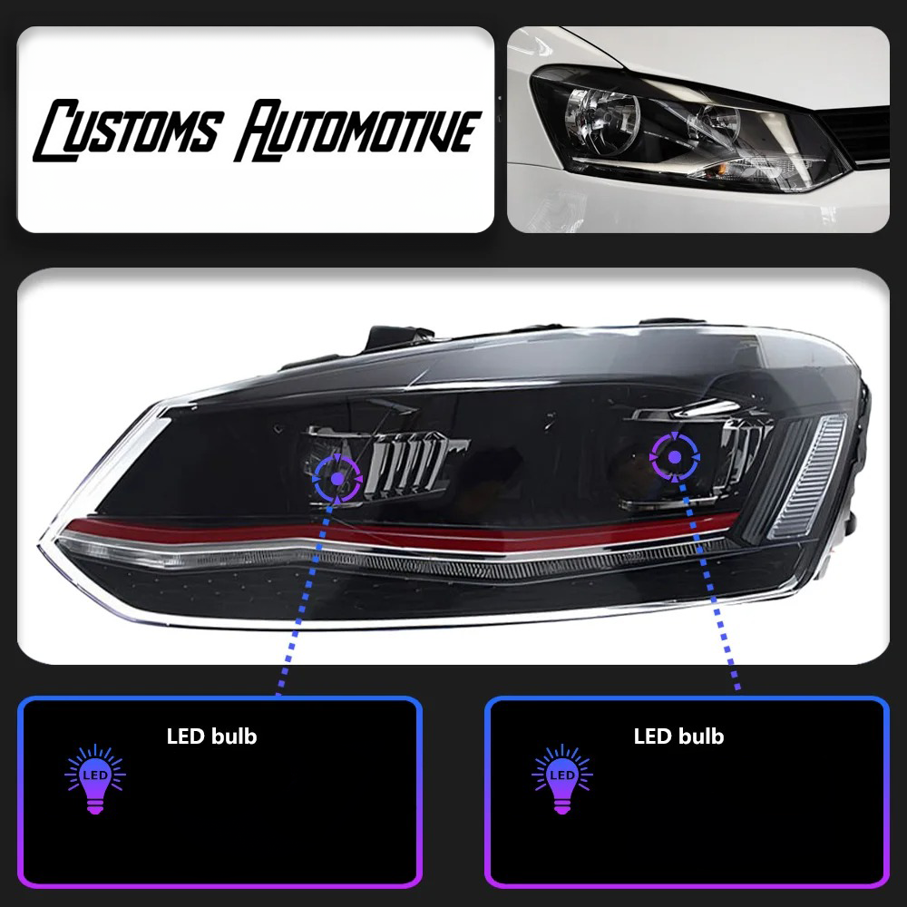 VW Polo MK5 6R/6C LED DRL Projector Headlights (2009-2017 Models)
