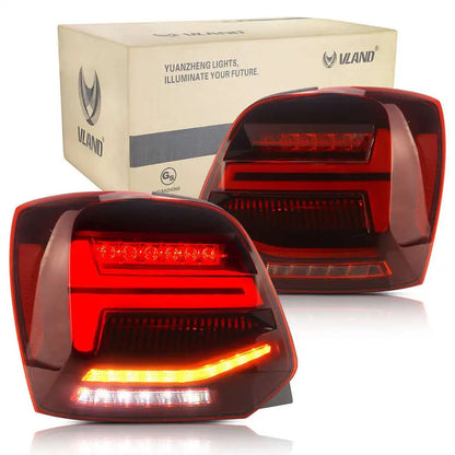 VW Polo MK5 VLAND Q2 Style Taillights Red/Black Casing with Dynamic Indicators