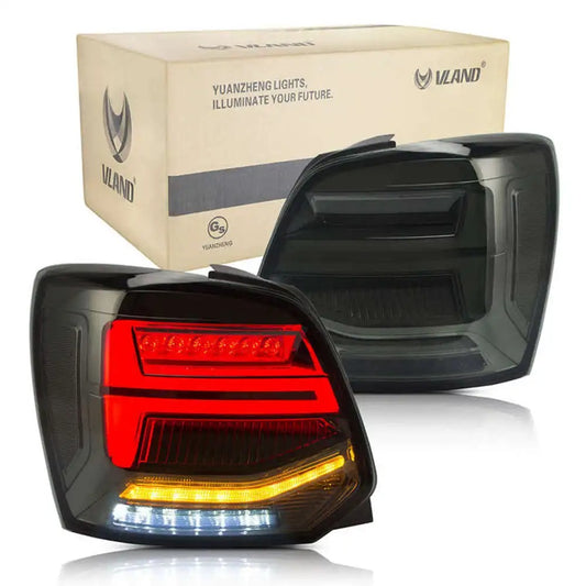 VW Polo MK5 VLAND Q2 Style Taillights Red/Black Casing with Dynamic Indicators