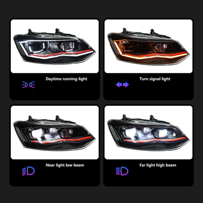 VW Polo MK5 6R/6C LED DRL Projector Headlights (2009-2017 Models)